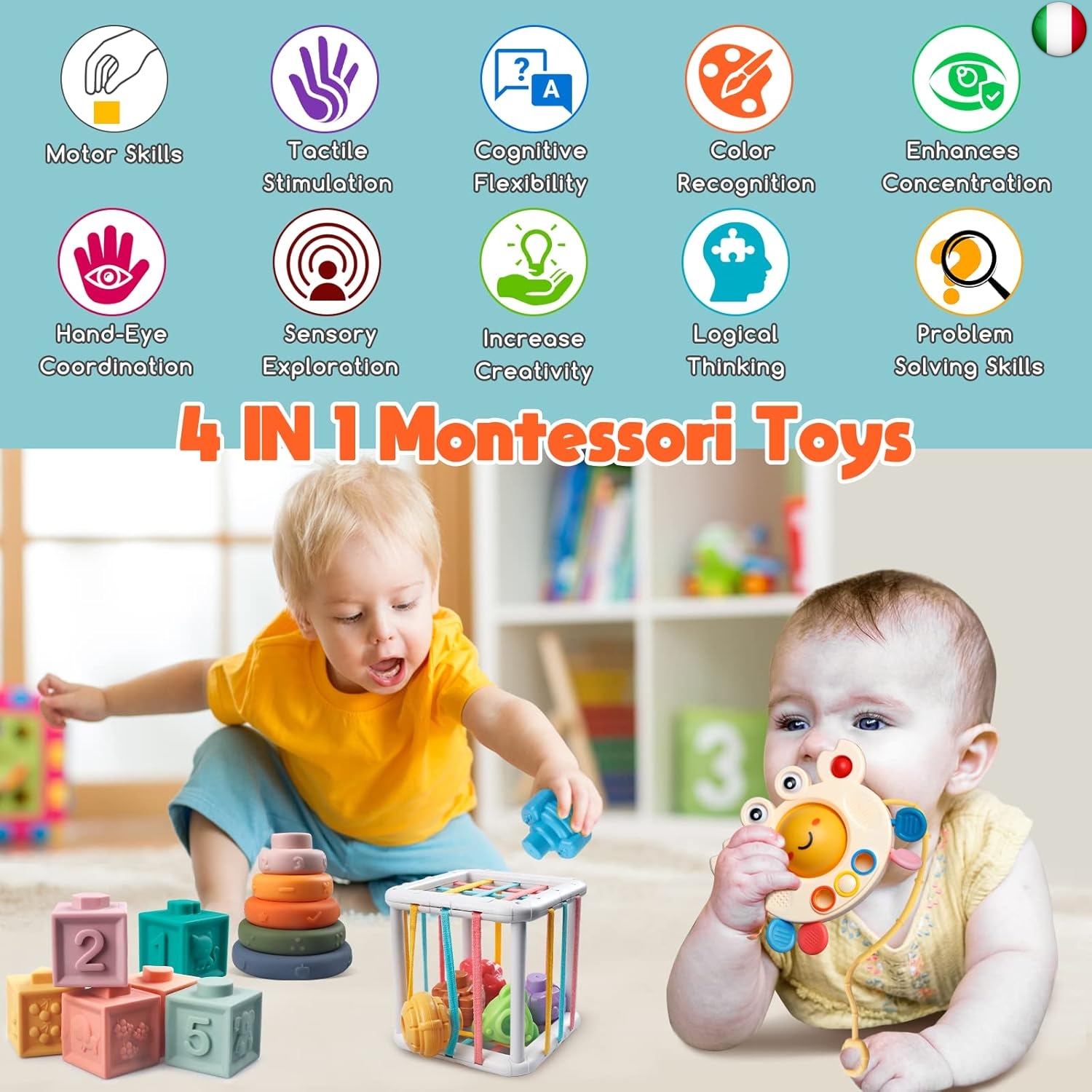 Aliex 5 in 1 Giochi Montessori Neonato 6 8 9 10 12 Mesi, Gioco in Legno  Scatola Fazzoletti Ventose Giochini Regalo Bambino 1 2 3 Anno : :  Giochi e giocattoli