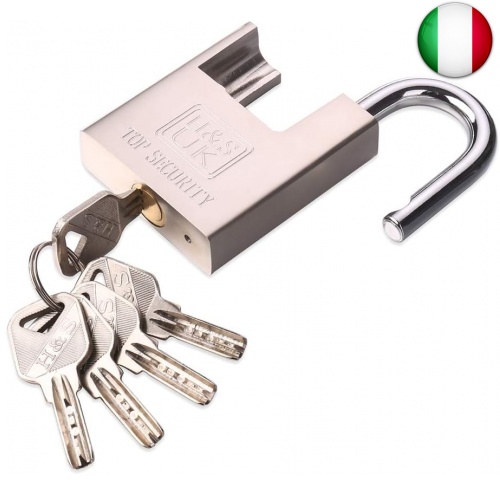 H&S Lucchetto ad Alta Sicurezza Antiscasso - Lucchetto da 60 mm e 5  Chiavi