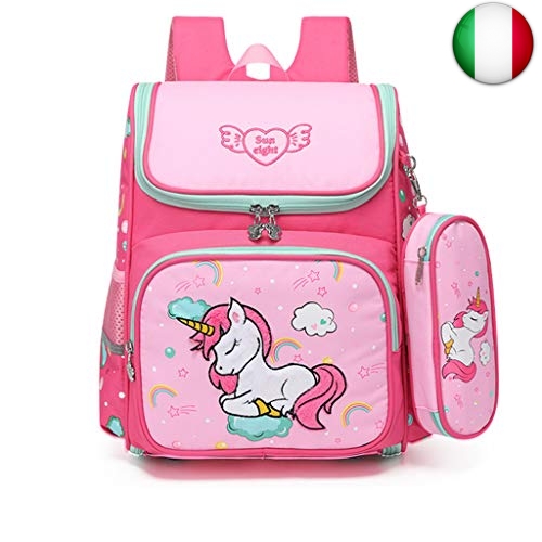 Zaino per La Scuola Elementare Unicorno Bambina Ragazza Borsa