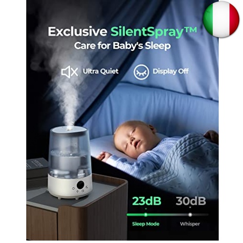 Umidificatore Ambiente Bambini Homvana, 3L Cool Mist 23dB